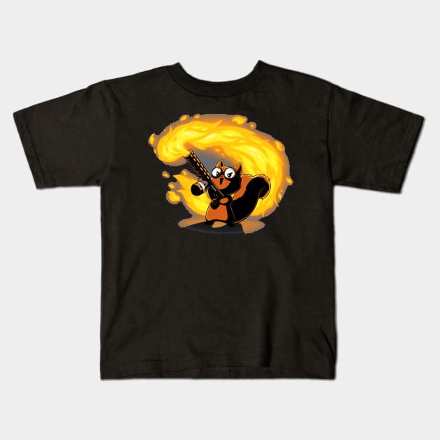 Cute Funny Cool Magical Squirrel With Fire Gun  Animal Lover Quote Artwork Kids T-Shirt by LazyMice